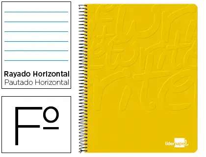 Imagen Cuaderno espiral liderpapel folio write tapa blanda 80h 60gr horizontal con margen color amarillo