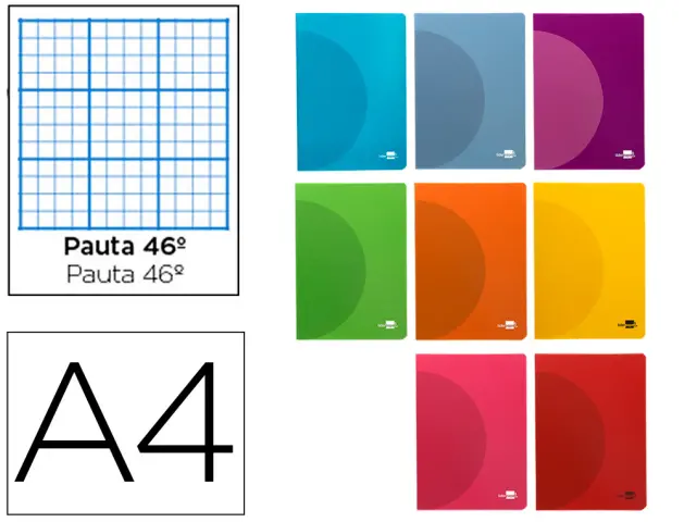 Imagen Libreta liderpapel 360 tapa de plastico a4 48 hojas 90g/m2 rayado n 46 colores surtidos