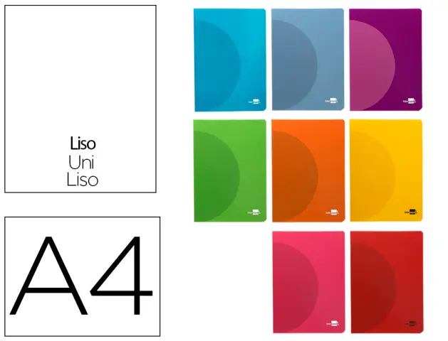 Imagen Libreta liderpapel 360 tapa de plastico a4 48 hojas 90g/m2 lisa sin margen colores surtidos
