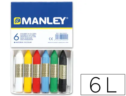 Imagen Lapices cera manley -caja de 6 colores ref.106