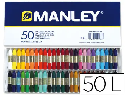 Imagen Lapices cera manley -caja de 50 colores ref.150