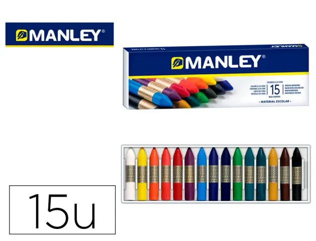 Imagen Lapices cera manley -caja de 15 colores ref.115