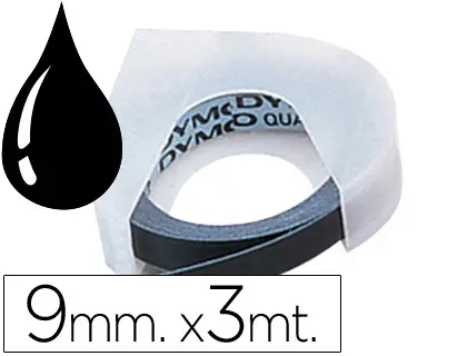 Imagen Cinta dymo 9mm x 3mt negra -tradicional