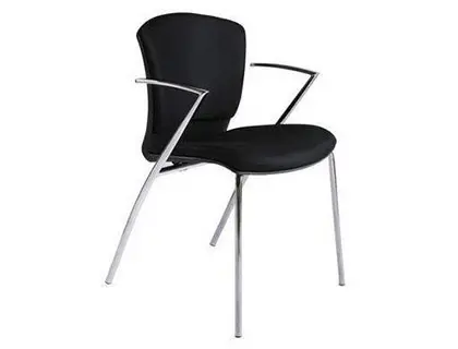 Imagen Silla rocada confidente estructura cromada con brazos tapizada en tela ingnifuga color negro 52x82x56 cm