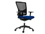 Imagen Silla rocada de oficina con brazos tapizada en tela ingnifuga y respaldo en polimero color azul 2