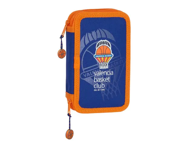 Imagen Plumier escolar safta valencia basket club doble cremallera 28 piezas 125x40x195 mm