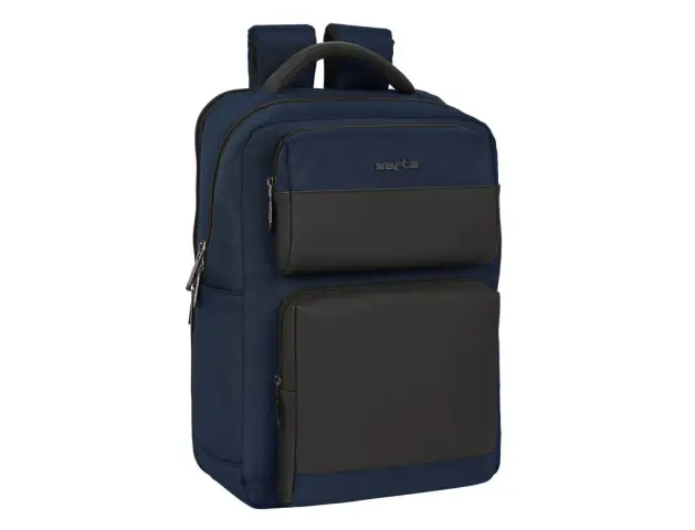 Imagen Cartera escolar safta business (black-blue-grey) mochila 2 bolsillos portatil 15,6"+usb 310x130x440 mm