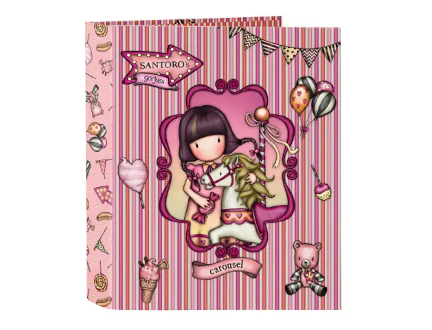 Imagen Carpeta carton folio 4 anillas safta lomo ancho gorjuss fairground 270x60x330 mm