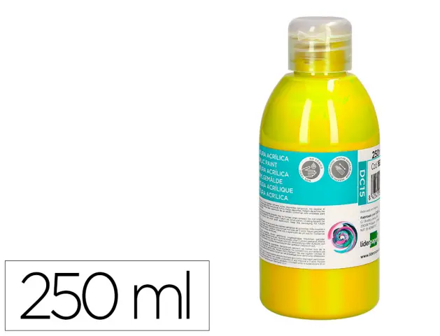 Imagen Pintura acrilica liderpapel bote de 250 ml amarillo