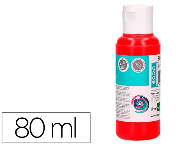 Imagen Pintura acrilica liderpapel bote de 80 ml rojo