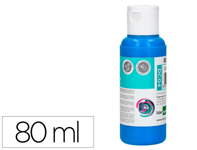 Imagen Pintura acrilica liderpapel bote de 80 ml cian