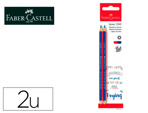 Imagen Lapices bicolor fino faber castell 2160-rb hexagonal rojo/azul blister de 2 unidades