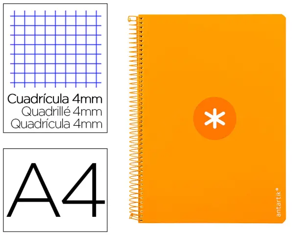 Imagen Cuaderno espiral liderpapel a4 antartik tapa dura 80h 100gr cuadro 4mm con margen color mostaza