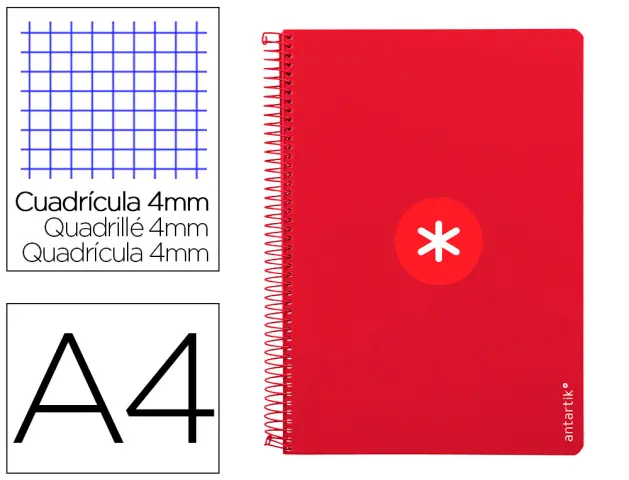 Imagen Cuaderno espiral liderpapel a4 antartik tapa dura 80h 100gr cuadro 4mm con margen color frambuesa