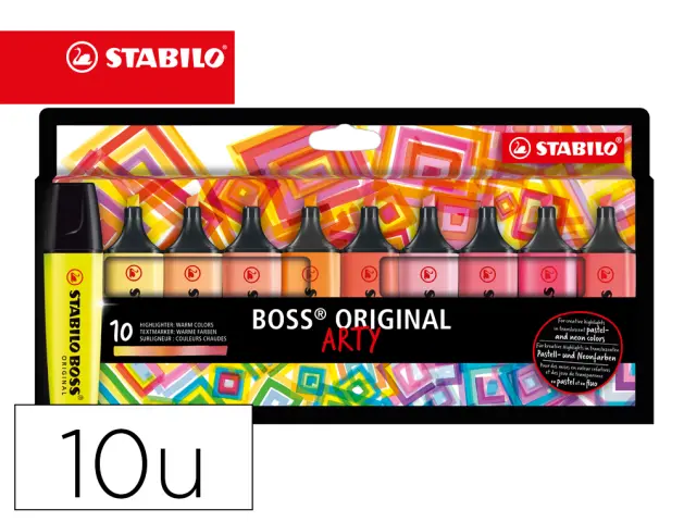 Imagen Rotulador stabilo boss fluorescente 70 arty line colores calidos estuche carton de 10 unidades colores