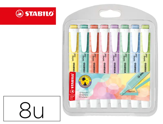 Imagen Rotulador stabilo fluorescente swing cool pastel estuche de 8 unidades colores surtidos