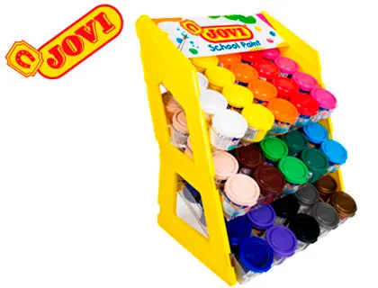 Imagen Tempera escolar jovi 35 ml expositor sobremesa de 100 unidades colores surtidos