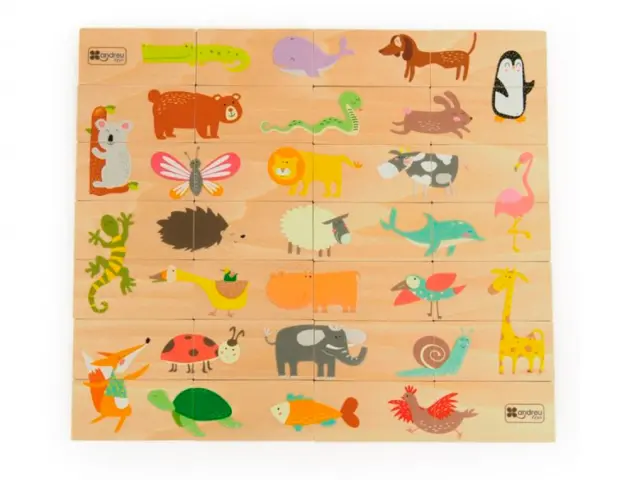 Imagen Puzle andreutoys domino animales madera 28 piezas