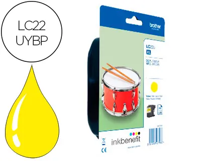Imagen Ink-jet brother lc22uybp xl dcp-j785dw / dcp-j785dwxl / mfc-j985dw / mfc-j985dw amarillo 1.200 pag