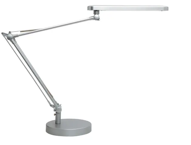 Imagen Lampara de escritorio unilux mambo led 5,6w doble brazo articulado abs y aluminio gris metalizado base 19 cm