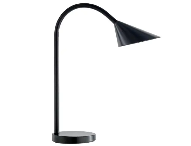 Imagen Lampara de escritorio unilux sol led 4w brazo flexible abs y metal negro base 14 cm diametro