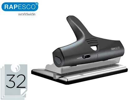 Imagen Taladror rapesco alu 95 negro ajustable 2, 3 y 4 taladros capacidad 32 hojas