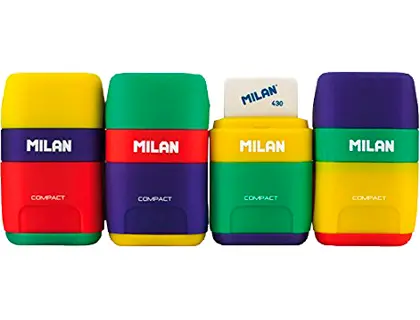 Imagen Sacapuntas milan plastico 2 usos con goma compact mix