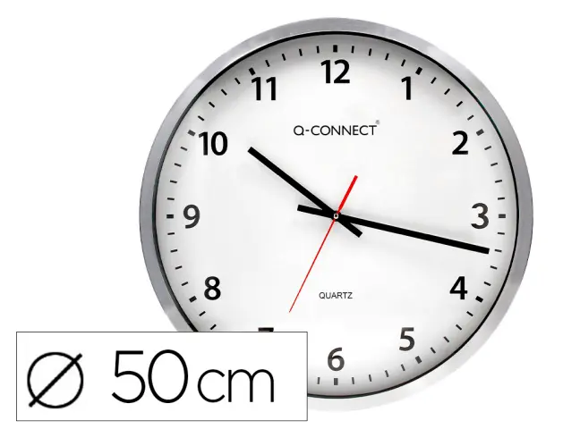 Imagen Reloj q-connect de pared plastico oficina redondo 60 cm marco cromado