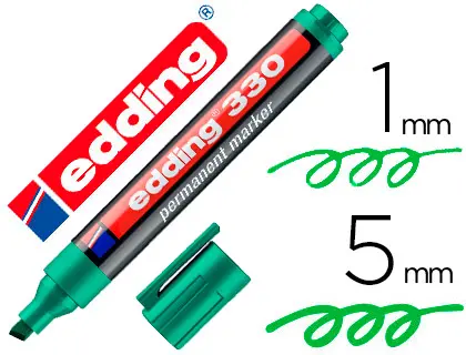 Imagen Rotulador edding marcador permanente 330 verde punta biselada 1-5 mm recargable