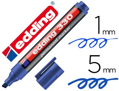 Imagen Rotulador edding marcador permanente 330 azul punta biselada 1-5 mm recargable