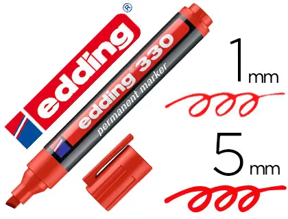 Imagen Rotulador edding marcador permanente 330 rojo punta biselada 1-5 mm recargable