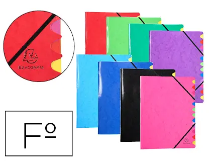 Imagen Carpeta clasificadora exacompta iderama 12 departamentos folio gomas carton forrado colores