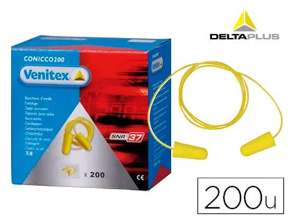 Imagen Protector auditivo delta plus conico con cordon caja 200 pares