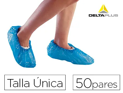 Imagen Cubre calzado delta plus polietileno azul talla unica caja de 50 pares