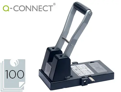 Imagen Taladrador q-connect kf18766 negro 2 taladros abertura 10 mm capacidad 100 hojas