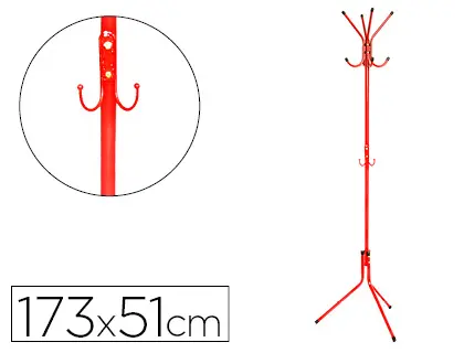 Imagen Perchero metalico q-connect rojo 8 colgadores 173x51 cm