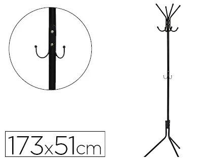 Imagen Perchero metalico q-connect negro 8 colgadores 173x51 cm