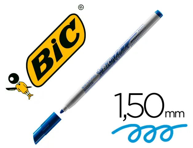 Imagen Rotulador bic velleda fino para pizarra azul punta redonda 1 mm