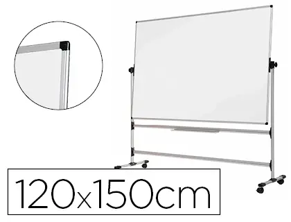 Imagen Pizarra blanca bi-office blanca de acero vitrifricado volteable doble cara 120x150 cm
