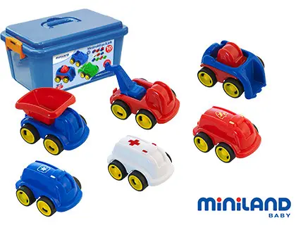 Imagen Juego didactico miniland con 10 vehiculos profesionales flexibles para trabajar la educacion vial