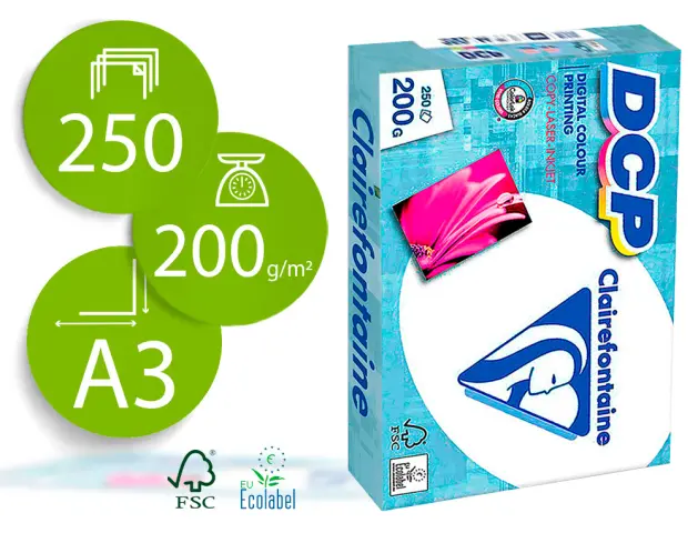 Imagen Papel fotocopiadora clairefontaine din a3 200 gr paquete de 250 hojas