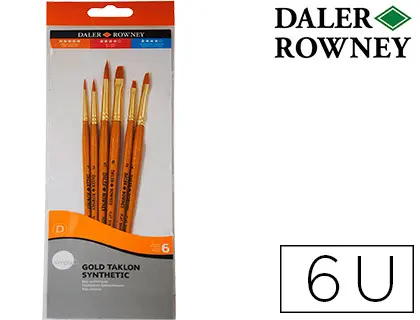 Imagen Pinceles daler rowney simply art sintentico mango corto dorado blister de 6 unidades