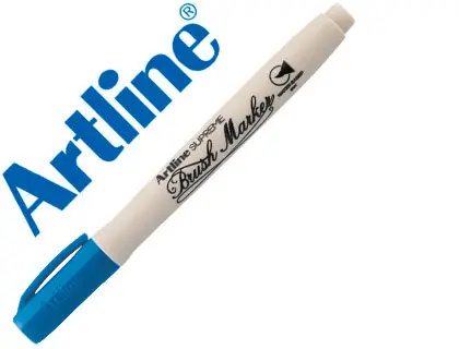 Imagen Rotulador artline supreme brush pintura base de agua punta tipo pincel trazo variable azul