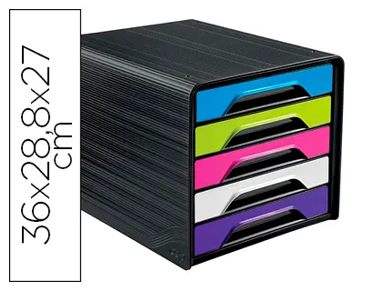 Imagen Fichero cajones de sobremesa cep 5 cajones negro/multicolor flashy 360x288x270 mm
