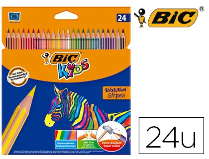 Imagen Lapices de colores bic evolution stripes caja de 24 colores surtidos