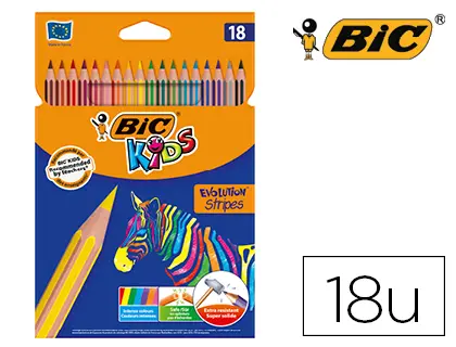 Imagen Lapices de colores bic evolution stripes caja de 18 colores surtidos