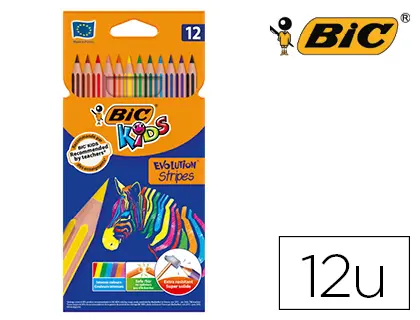 Imagen Lapices de colores bic evolution stripes caja de 12 colores surtidos