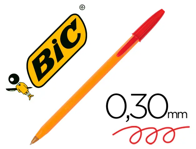 Imagen Boligrafo bic naranja rojo punta fina