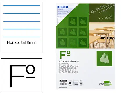 Imagen Bloc examenes liderpapel horizontal folio 40 hojas 60g/m2