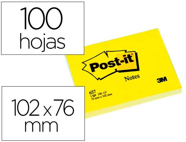 Imagen Bloc de notas adhesivas quita y pon post-it 74x100 mm con 100 hojas -657-